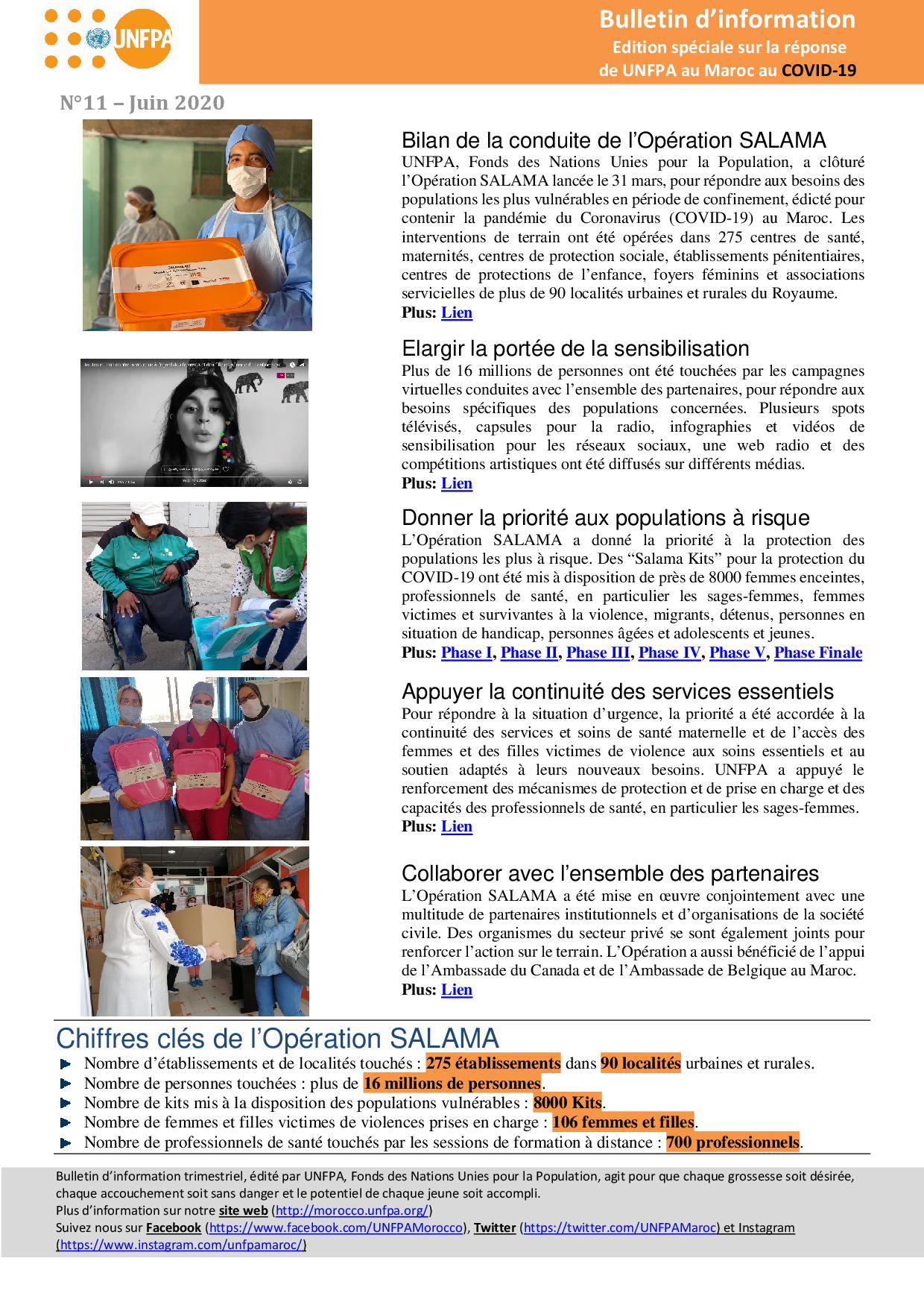 Newsletter UNFPA N°11 06-20 (Clôture de l'Opération SALAMA)