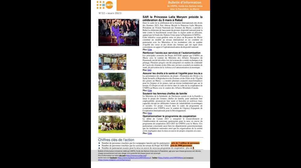 22ème édition du bulletin d'information de UNFPA au Maroc