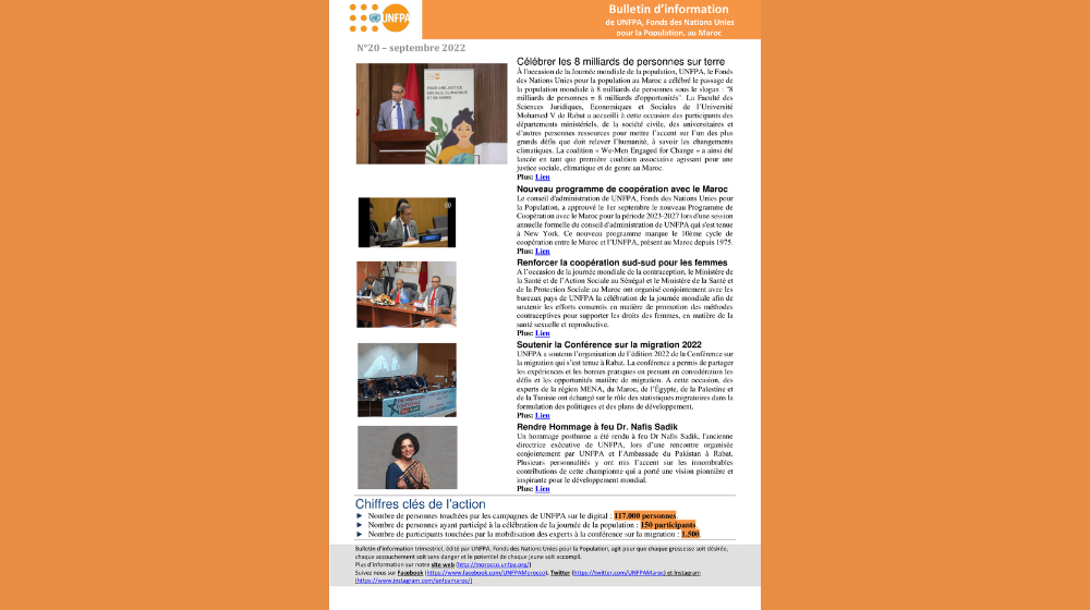 20e Numéro de la Newsletter de UNFPA au Maroc - (Septembre2022)