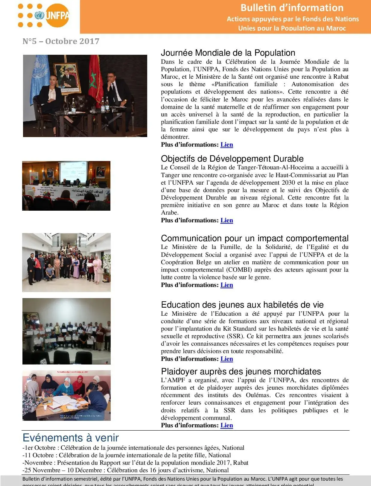 5ème édition du bulletin d'information de l'UNFPA au Maroc