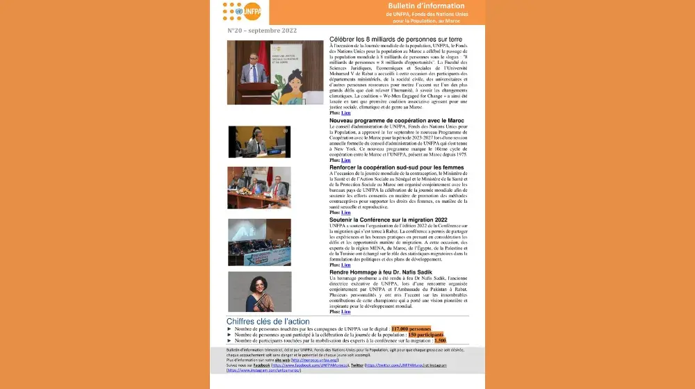 20ème édition du bulletin d'information de UNFPA au Maroc