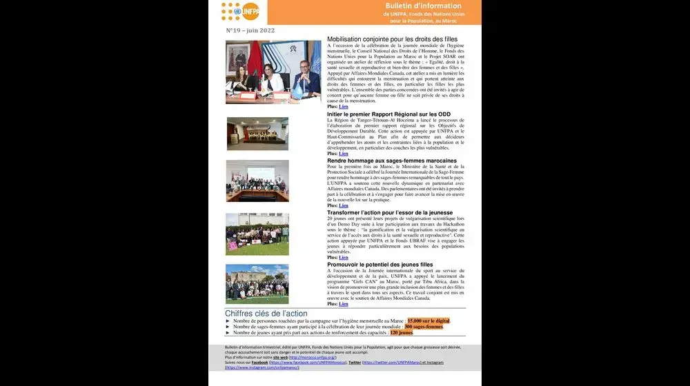 19ème édition du bulletin d'information de UNFPA au Maroc